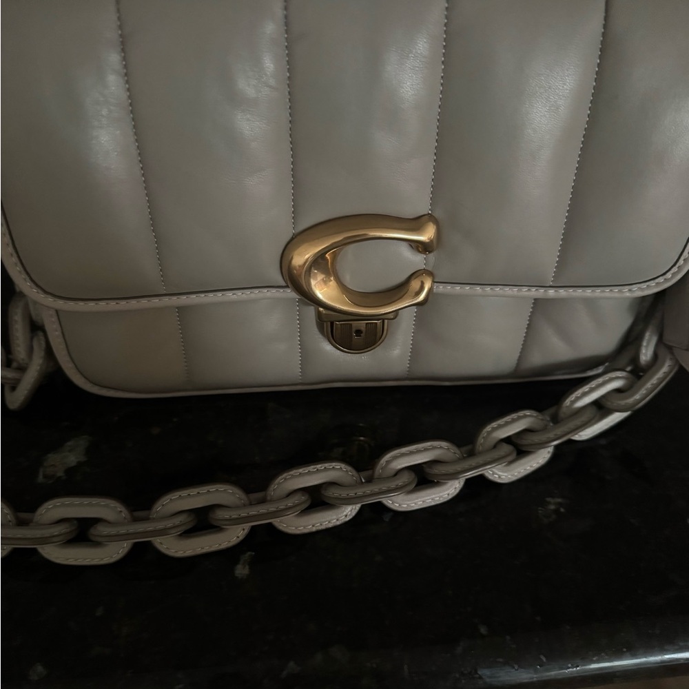 Coach Cream Quilted Shoulder Bag